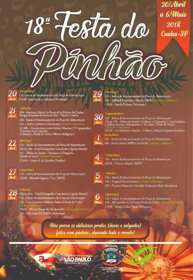 Cartaz da 18ª Festa do Pinhão de Cunha 2018